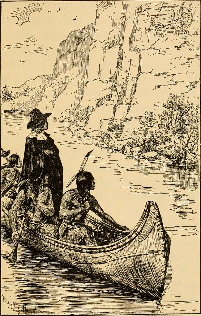 1917 illustration of a French explorer viewing the Piasa bird