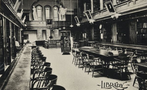  Library on University of Wisconsin-Madison Campus. 1890.  (Image: Wisconsin Historical Society.)  